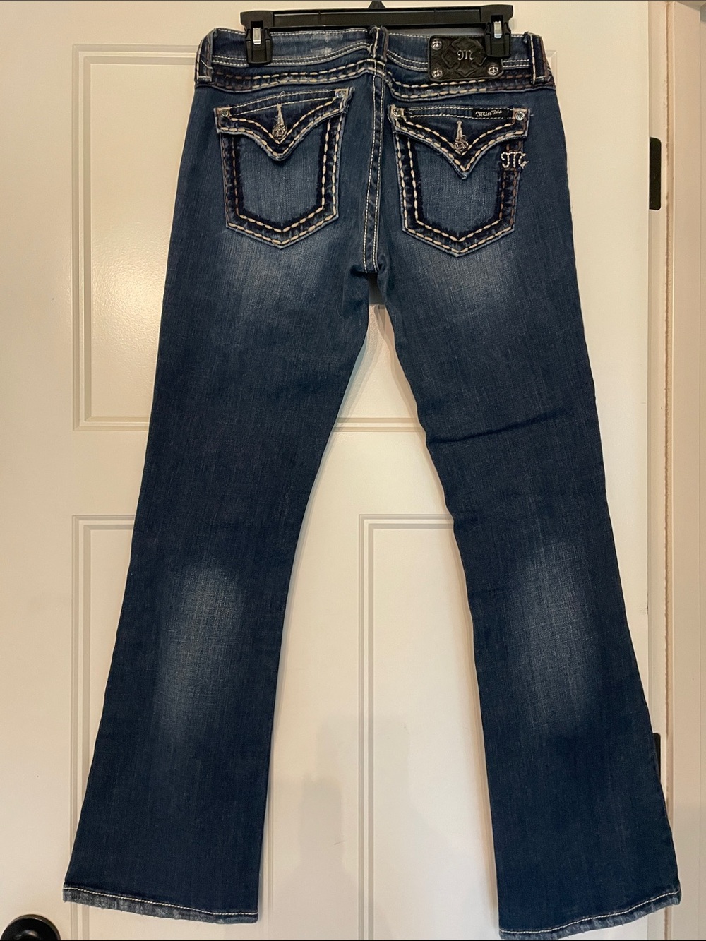 Miss Me Dark Blue Flare Jeans with Embroidered Back Pockets